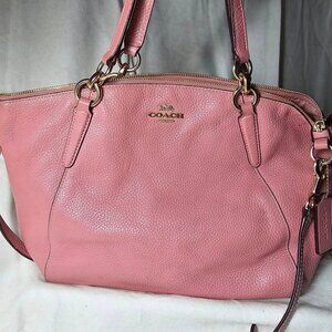 Coach Soft Pink Pebbled Leather Crossbody Satchel